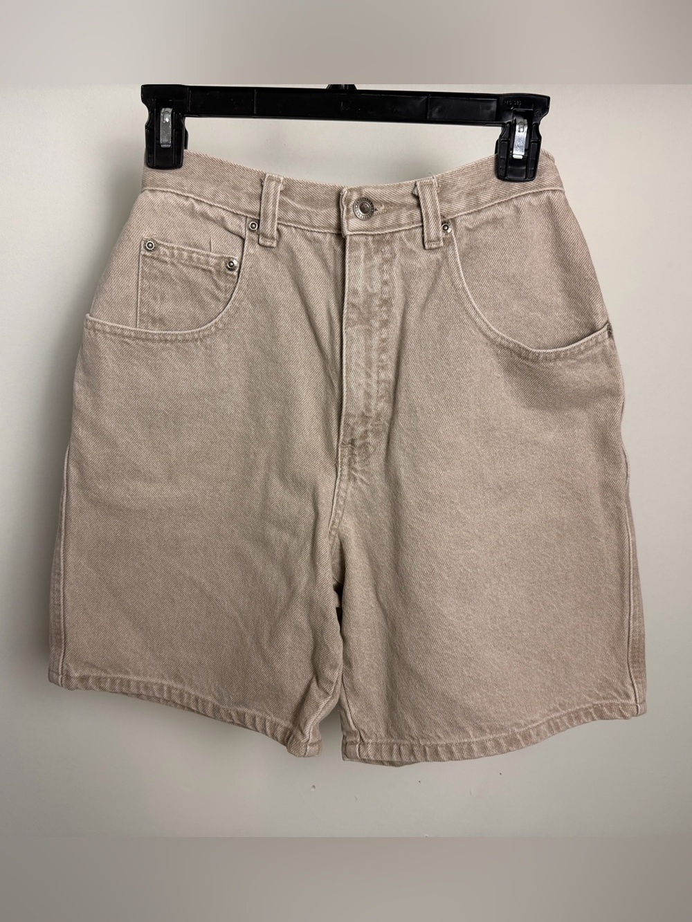 Vintage 90s Style Crossroads High Waisted Denim Mom Shorts Size 6 Tan Beige